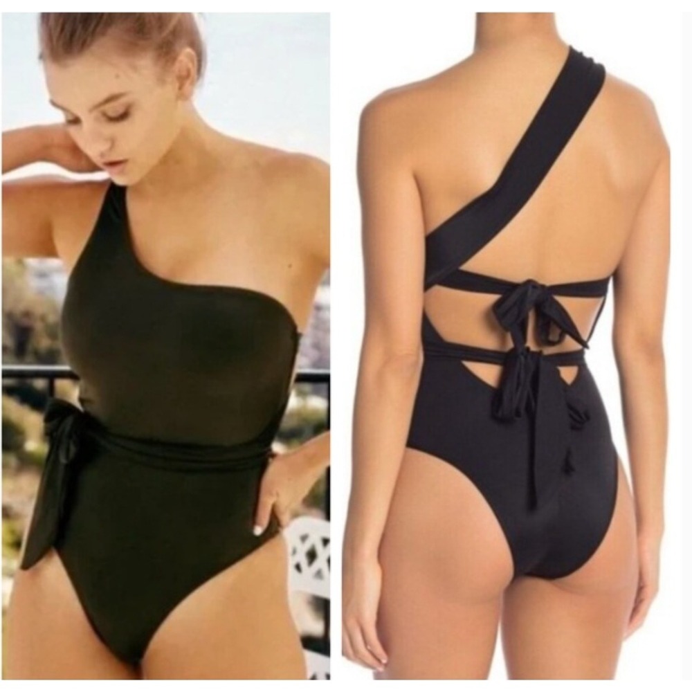 We Are HAH 1 4 UR Soul 1 Piece Swimsuit Noir Black Multi-way Tie XS NWT